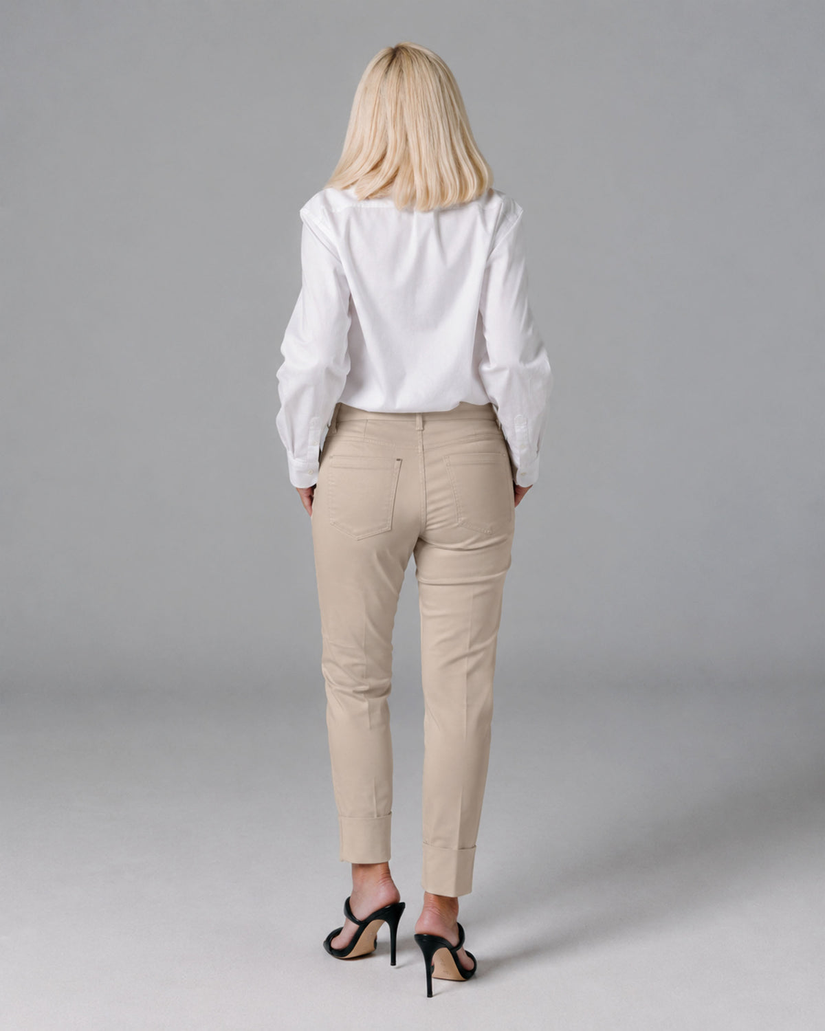 Sand Ankle Chino Trousers, The Lola, back view