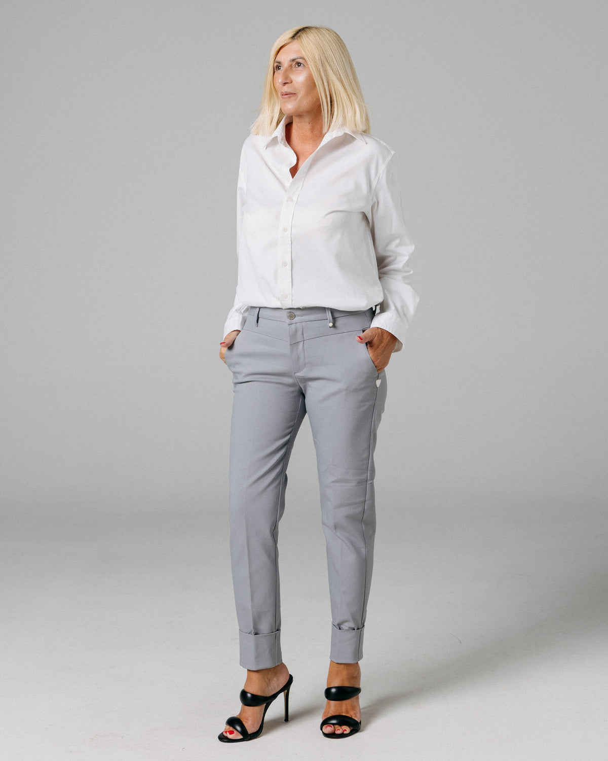 Dark Grey Ankle Chino Trousers | The Lola