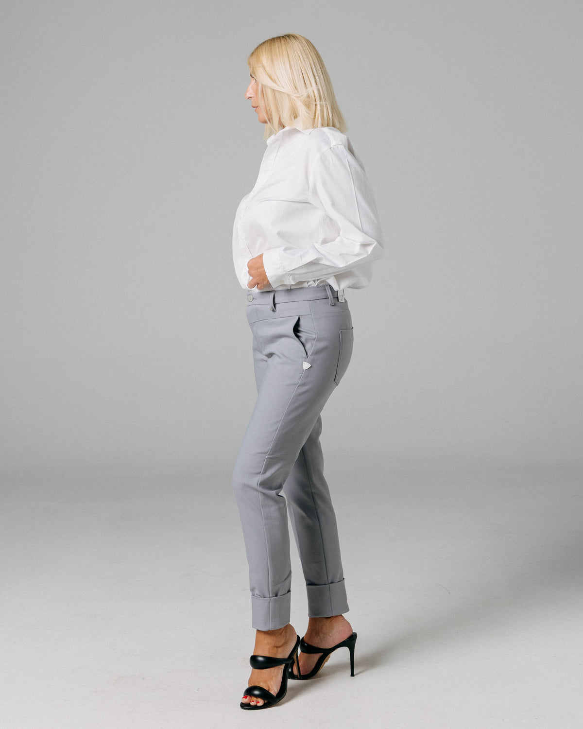 Dark Grey Ankle Chino Trousers | The Lola