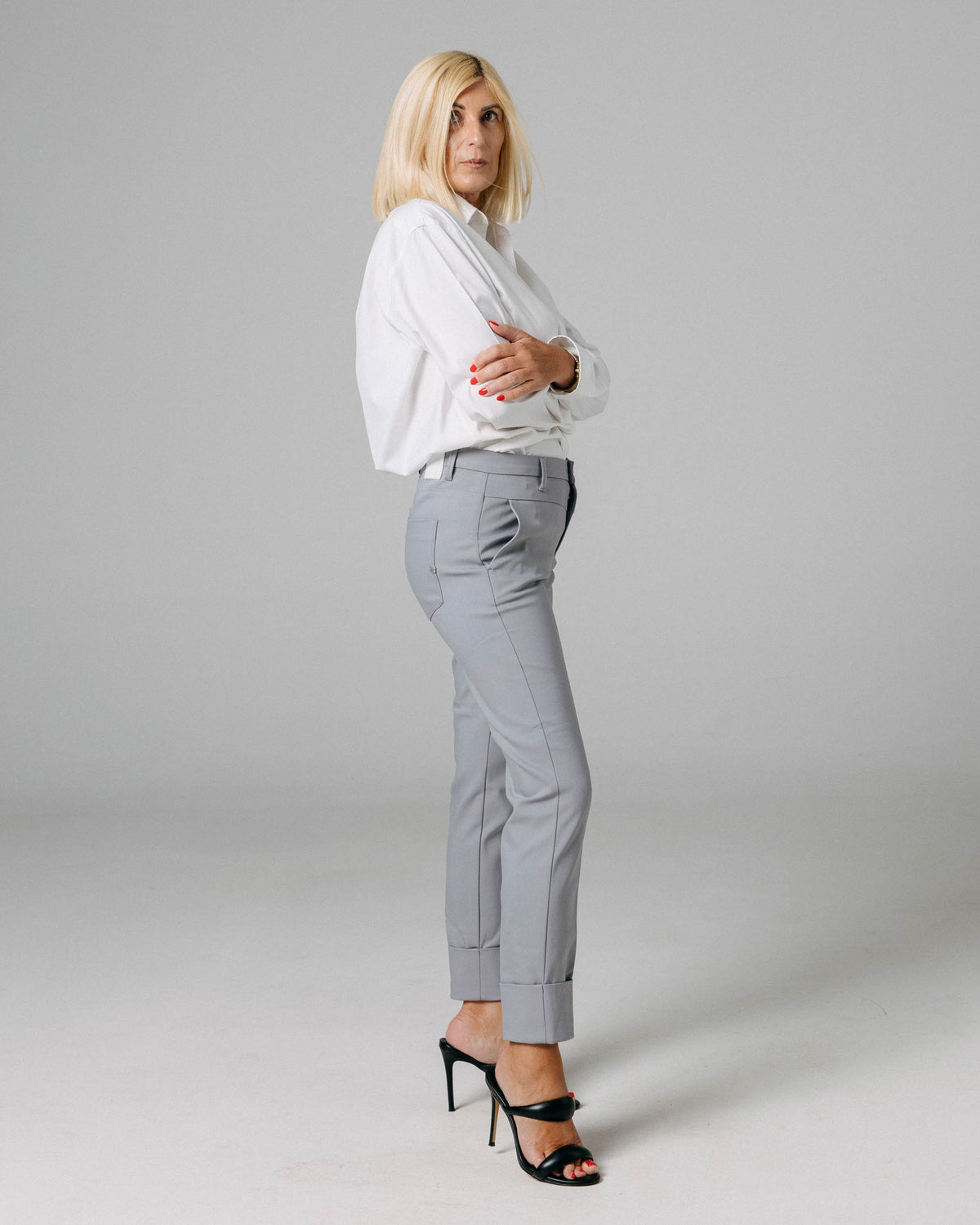 Dark Grey Ankle Chino Trousers | The Lola