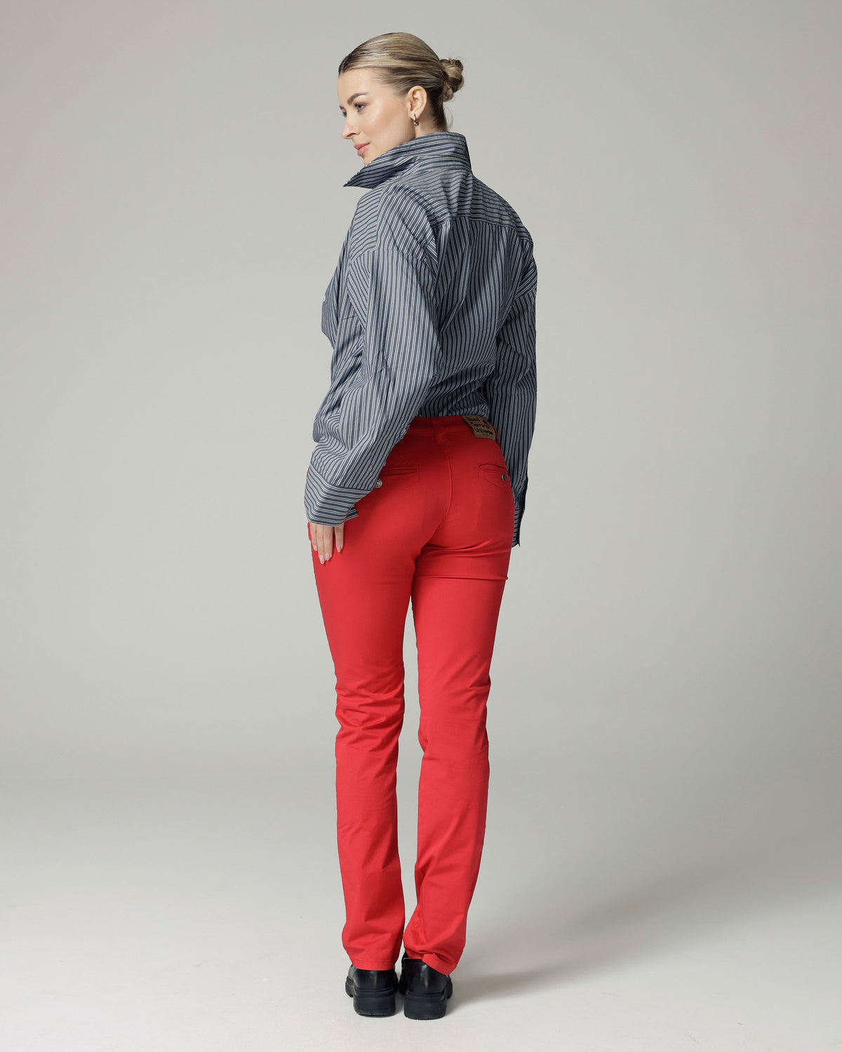 Red Straight Fit Trousers, The Naples, back view