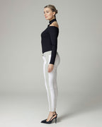 White & Silver Stripe Skinny Trousers | The Bonita