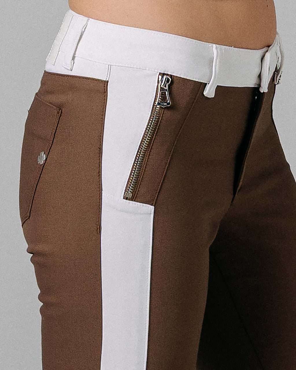 Coffee & White Stripe Skinny Trousers | The Bonita