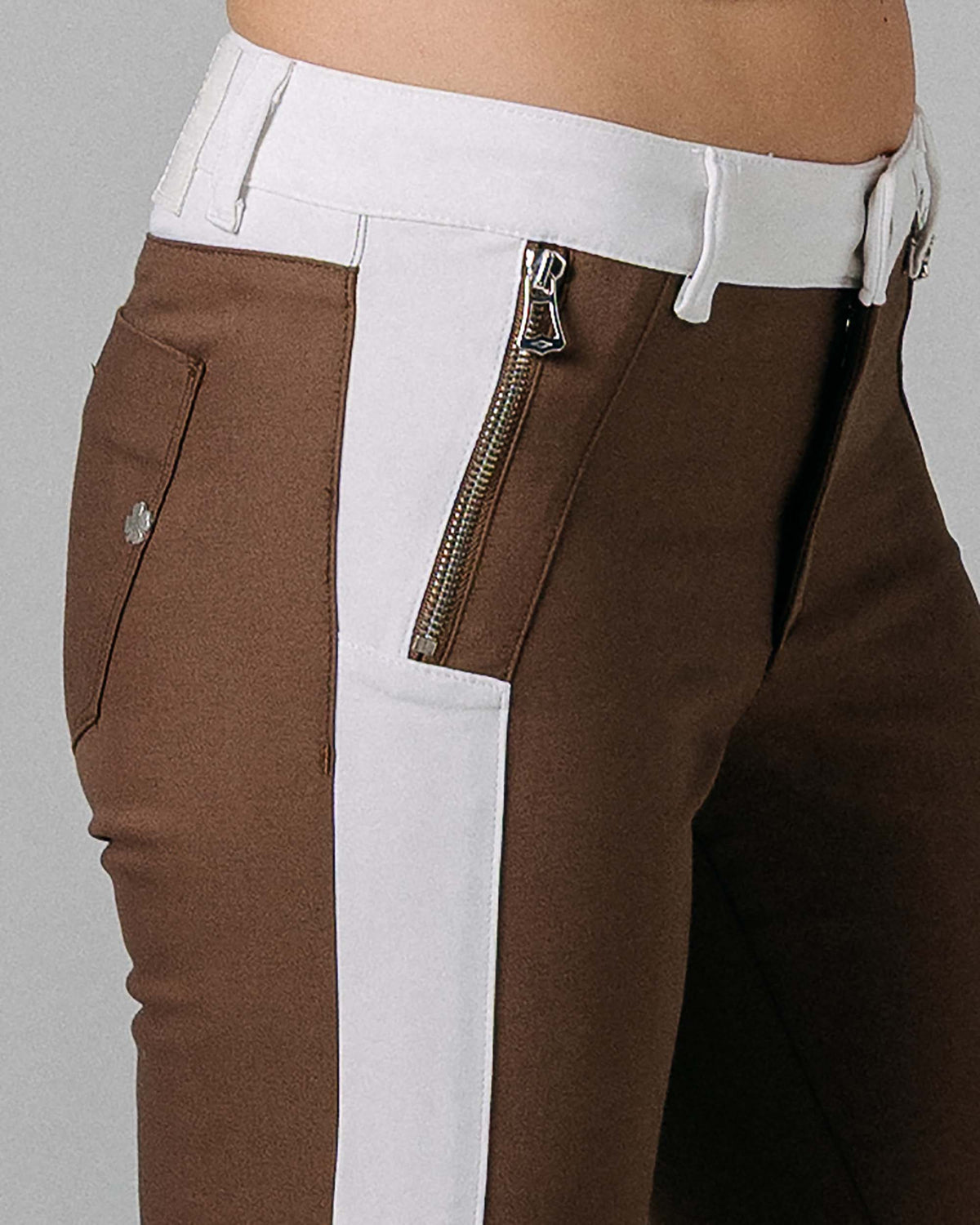 Coffee & White Stripe Skinny Trousers | The Bonita