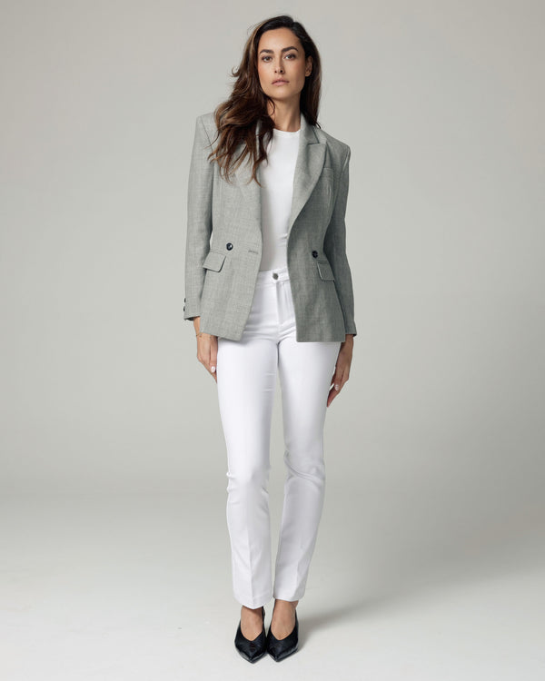 Platzhalter: White Bootcut Flare Trousers, The Venezia, styled full-length look