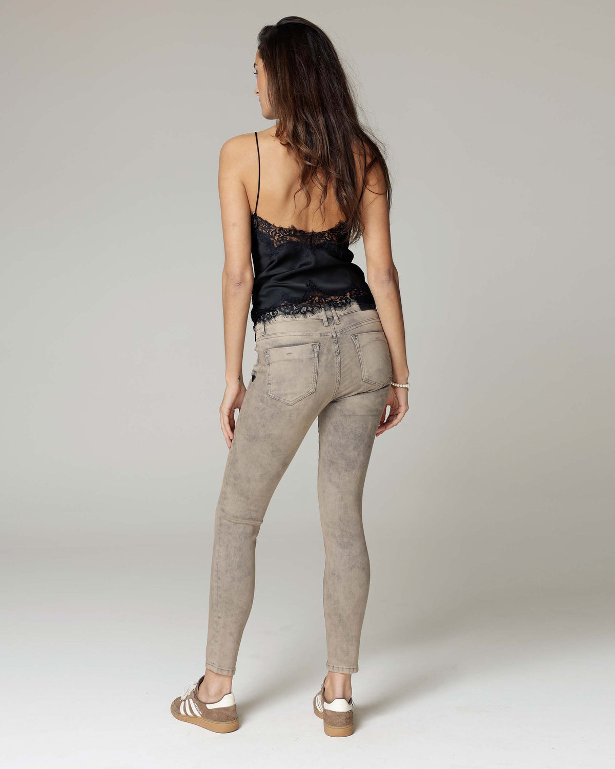 Vintage-Look Camel Skinny Jeans, The Tesla, back view