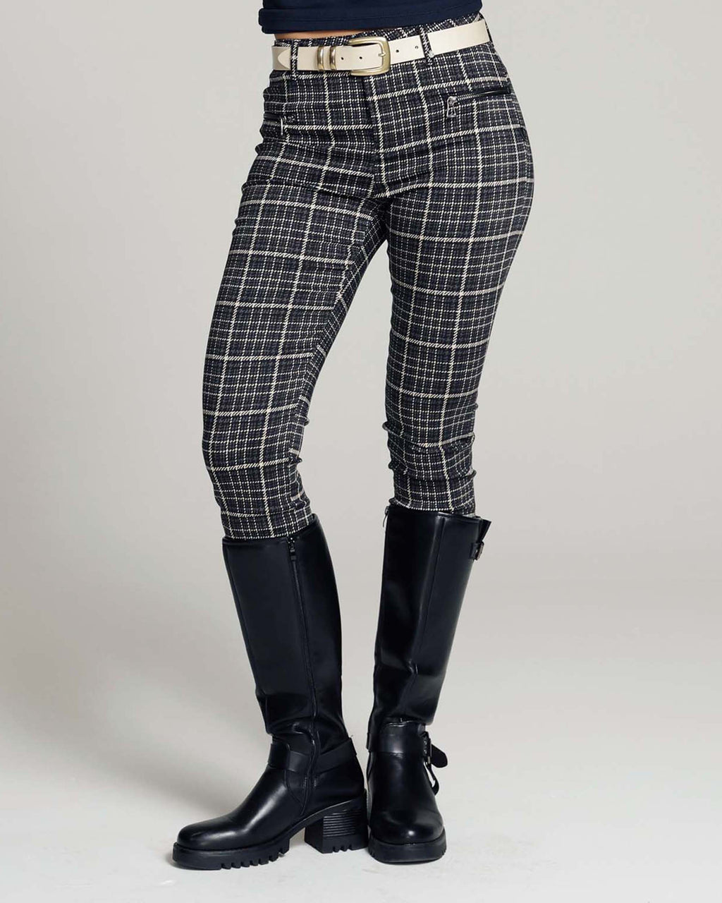 Grey Checkprint Skinny Trousers | The Elisa
