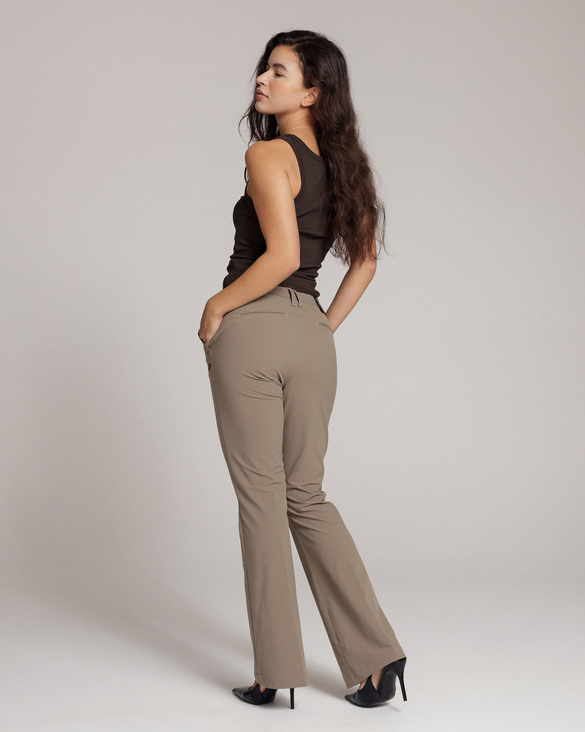 Stone Flare Trousers, The Dolce, back view, second photo