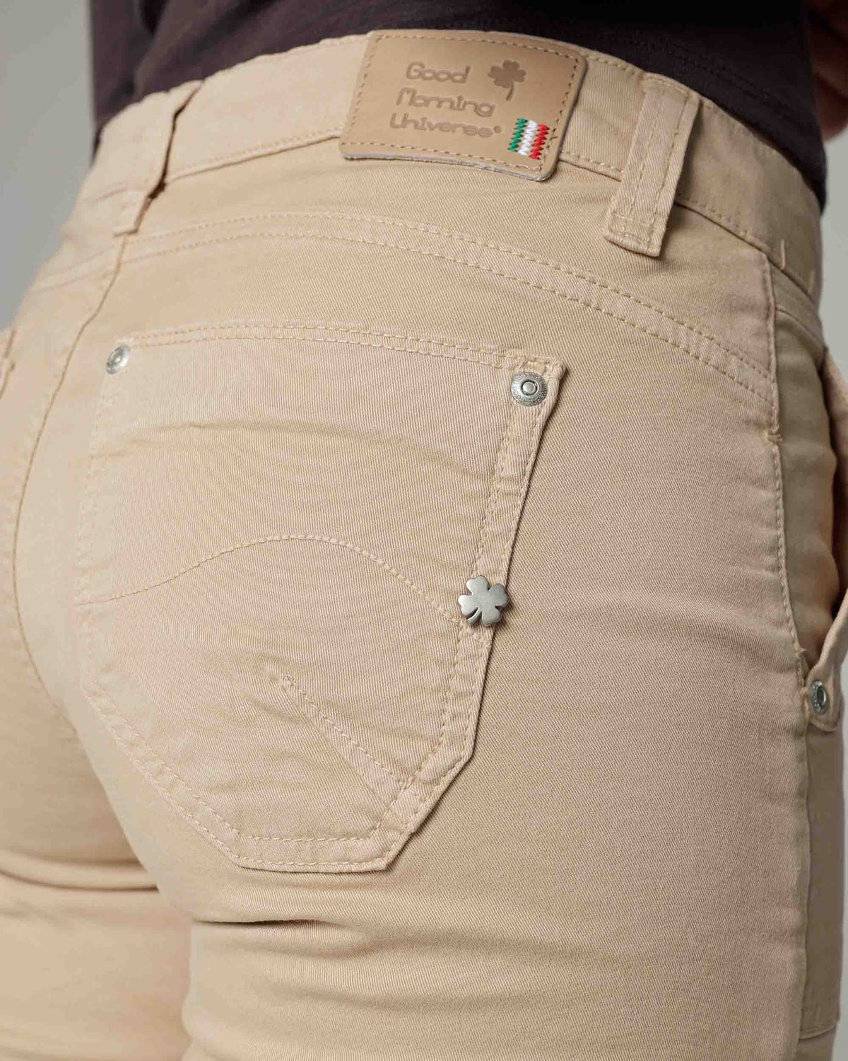 Wheat Chino Shorts, The Cherry, close-up detail