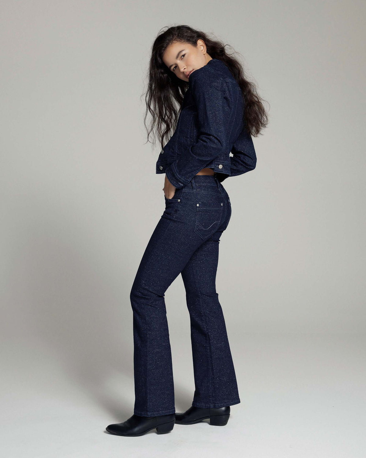 Shiny Indigo Denim Jacket | The Judy
