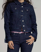 Shiny Indigo Denim Jacket | The Judy