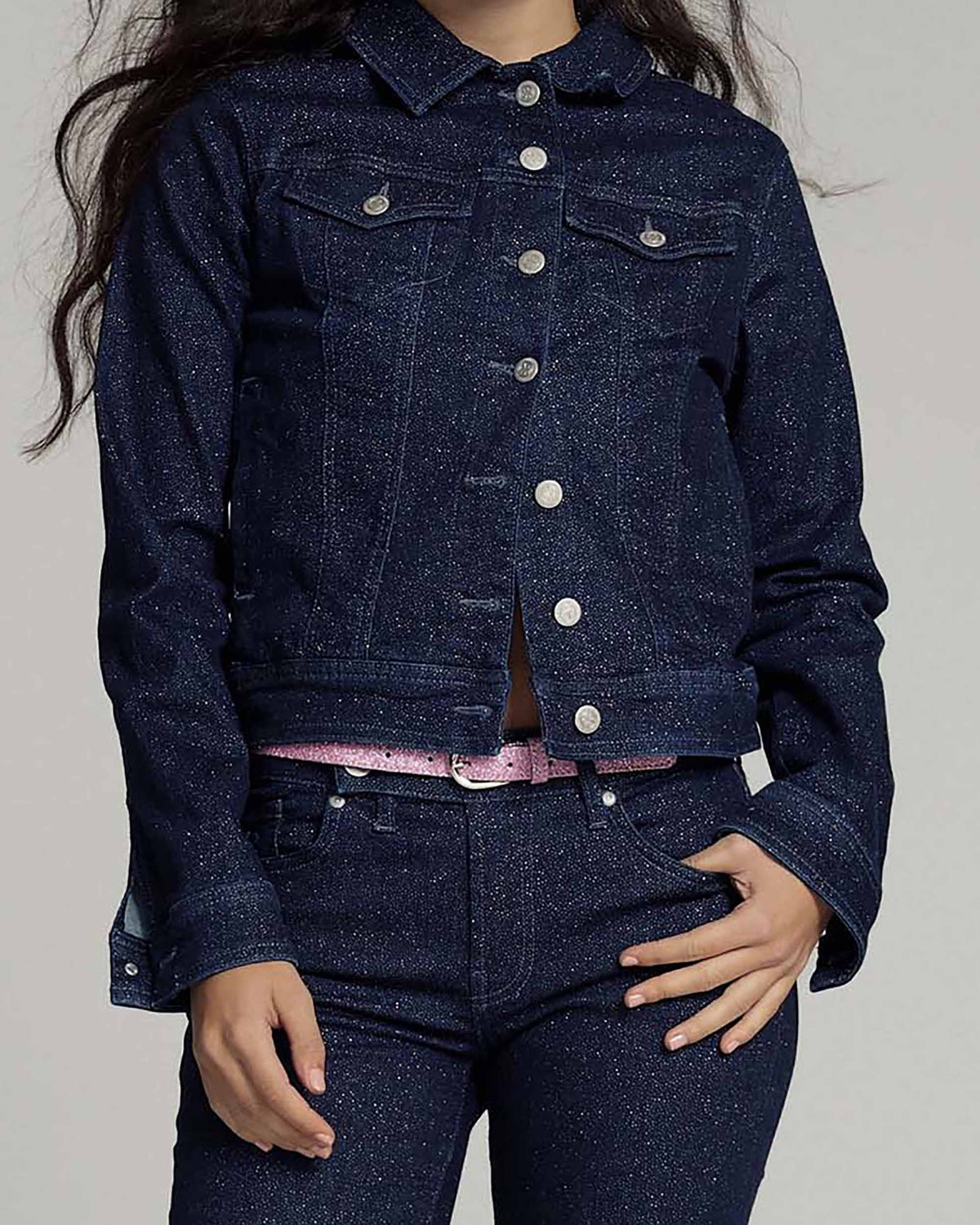 Shiny Indigo Denim Jacket | The Judy