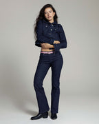 Shiny Indigo Denim Jacket | The Judy