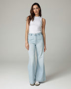 Gebleichte Blaue Wide-Leg High-Rise Jeans | The Diba