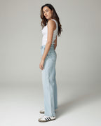 Gebleichte Blaue Wide-Leg High-Rise Jeans | The Diba