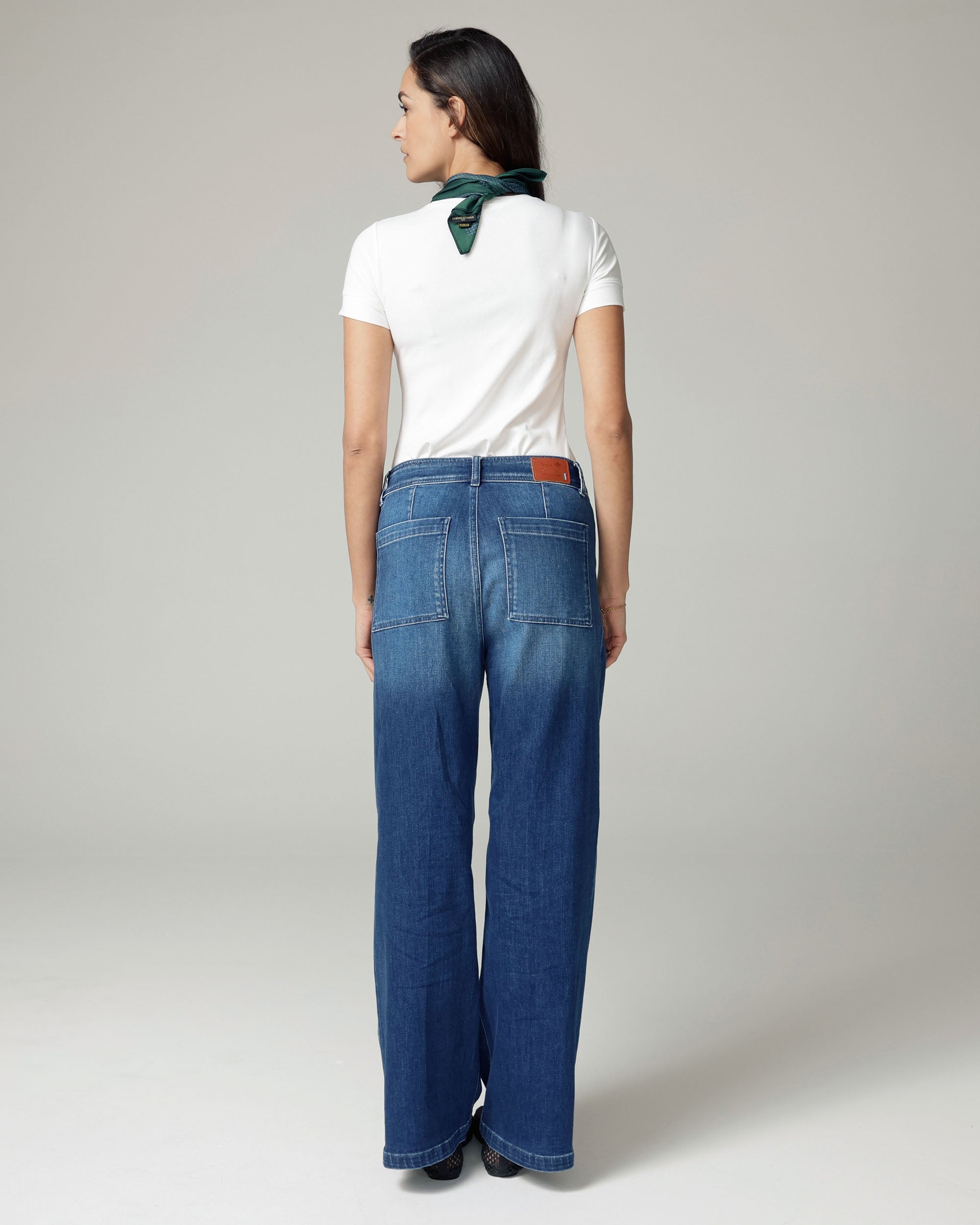 Super Vintage Mittelblaue Wide-Leg High-Rise Jeans | The Viola