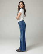 Super Vintage Mittelblaue Wide-Leg High-Rise Jeans | The Viola