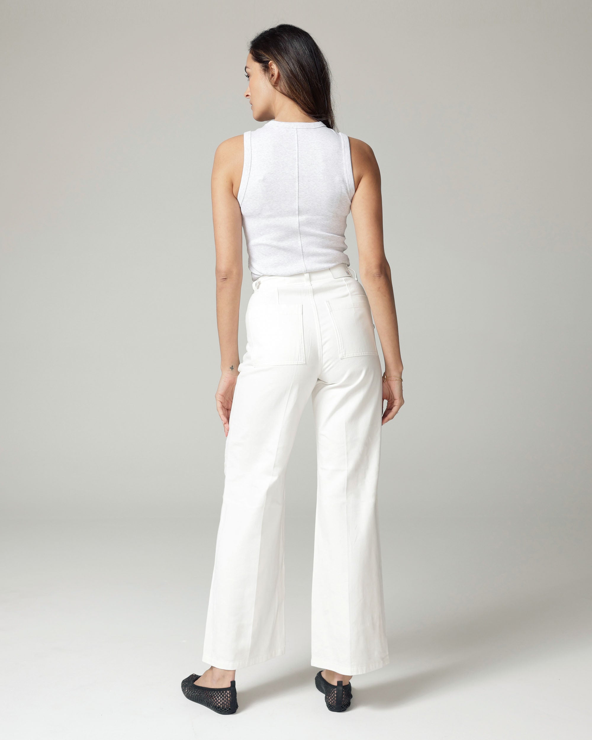 Weiße Wide-Leg High-Rise Jeans | The Viola