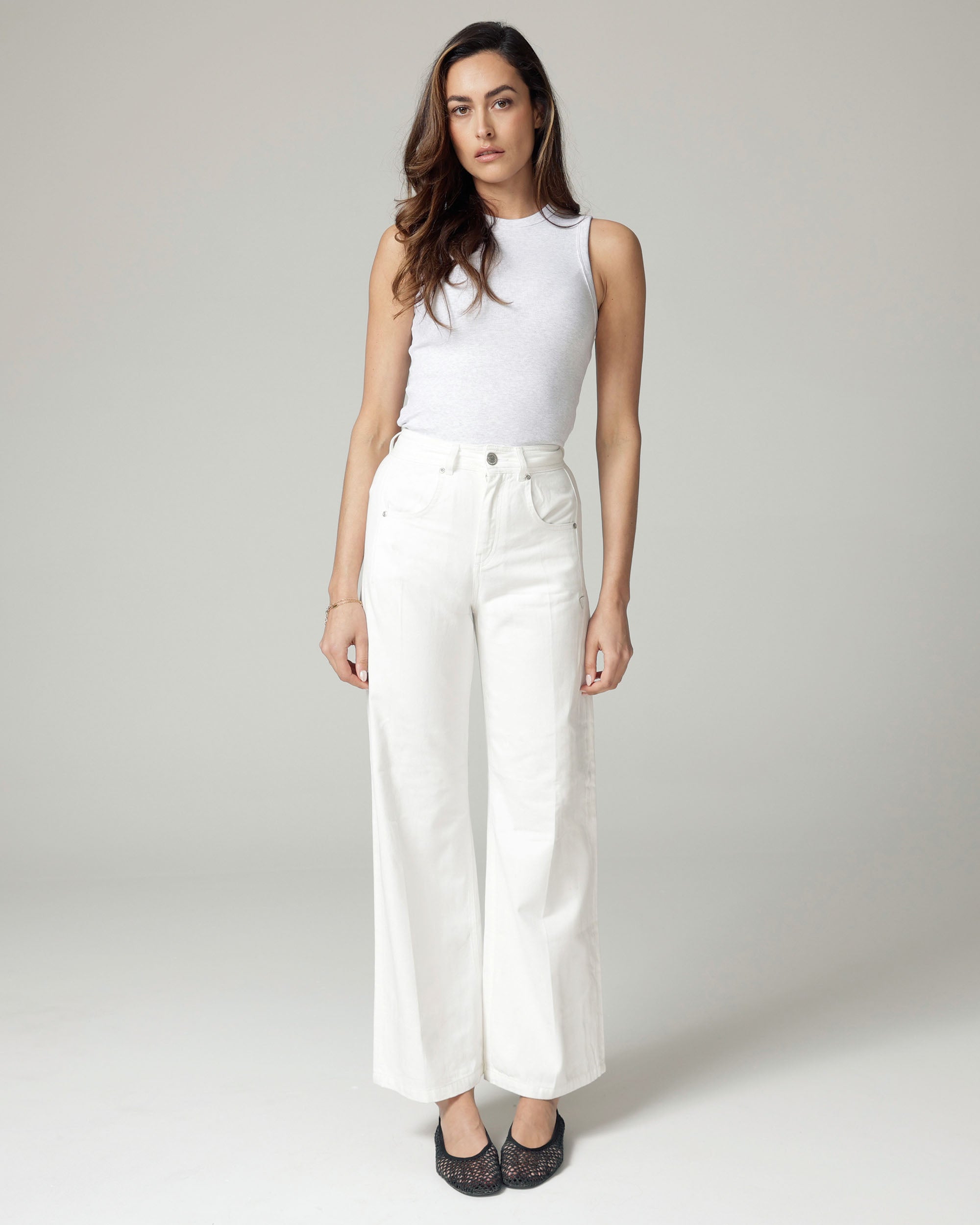 Weiße Wide-Leg High-Rise Jeans | The Viola