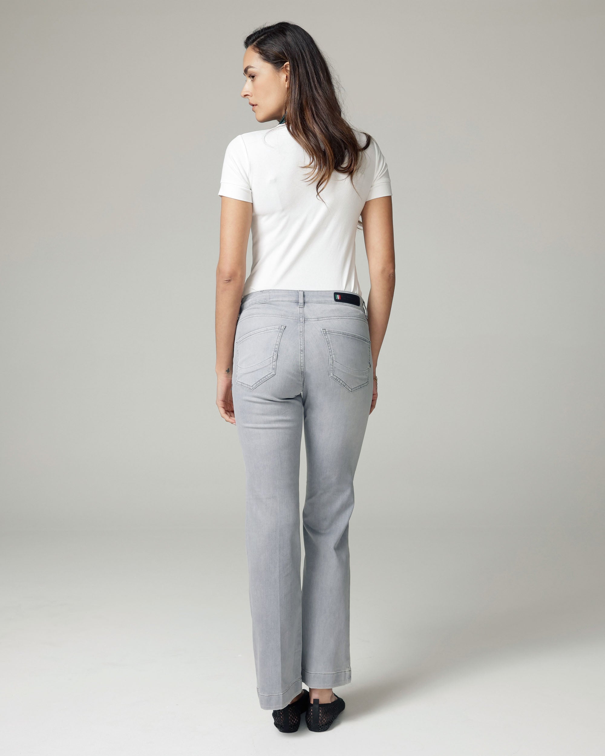 Graue Flare Mid-Rise Jeans | The Luna