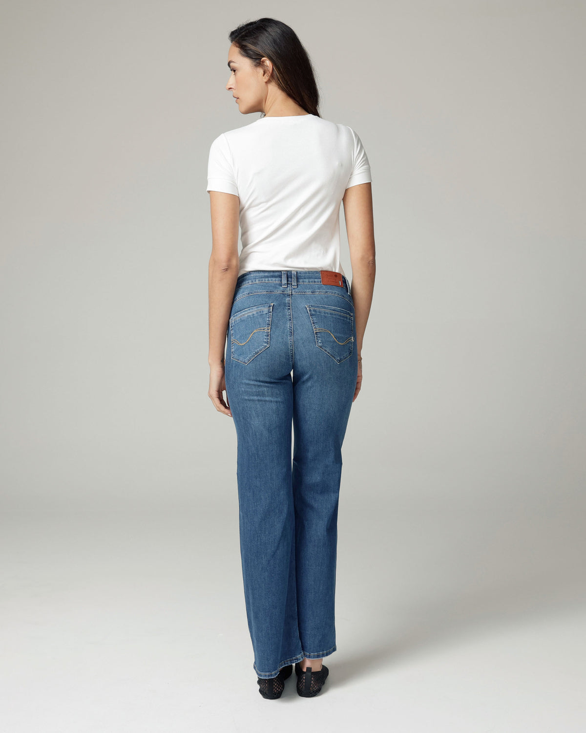 Light Used-Wash Blue Wide-Leg Mid-Rise Jeans, The Lolita, back view