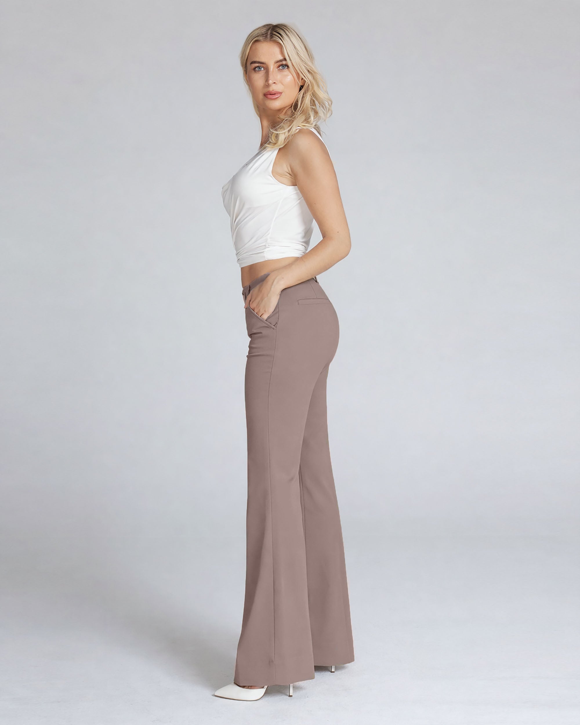 Light Hazelnut Wide-Leg High-Rise Pants | The Atena Zweitbild