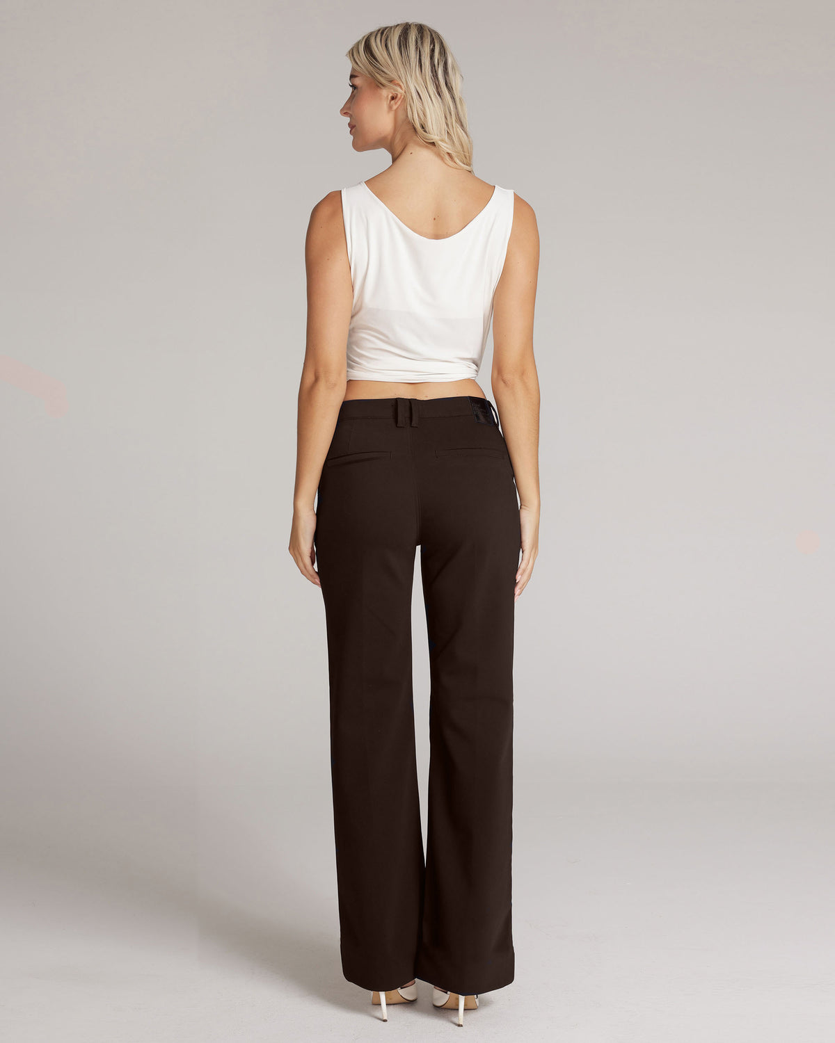 Dark Brown Wide-Leg High-Rise Trousers, The Atena, back view