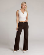 Dark Brown Wide-Leg High-Rise Pants | The Atena