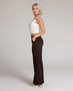 Dark Brown Wide-Leg High-Rise Pants | The Atena
