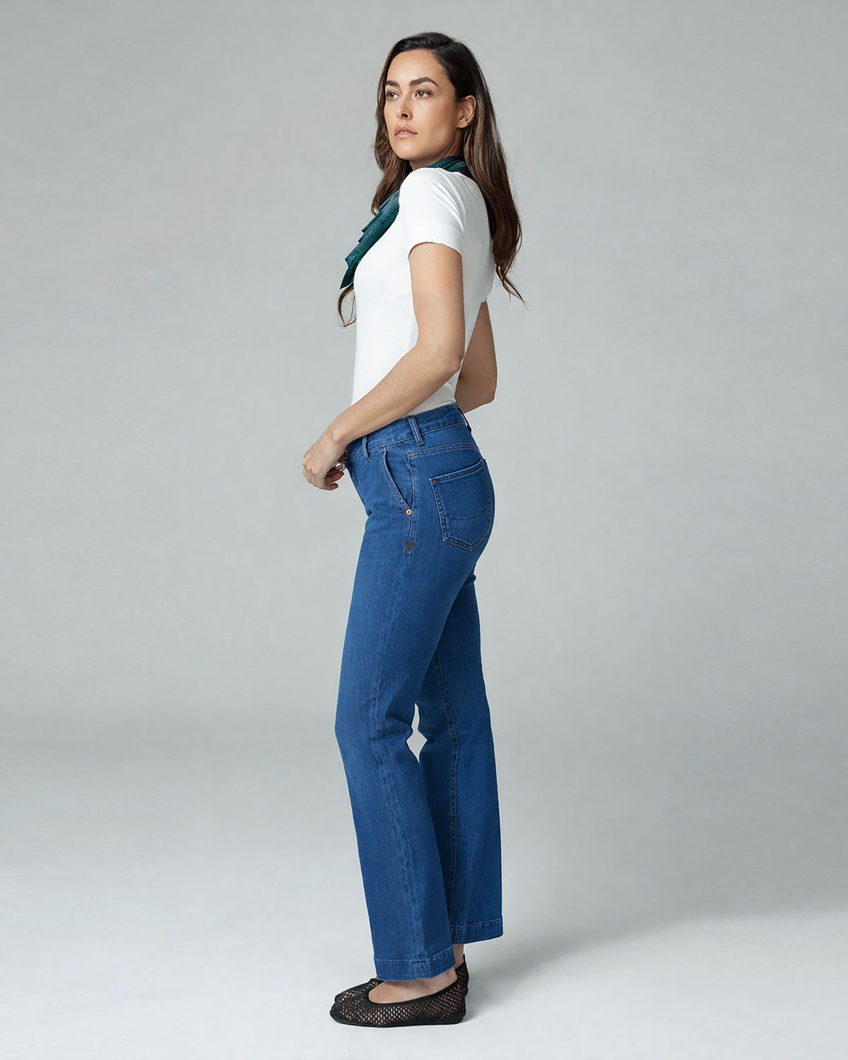 Mid-Blue Bootcut Mid-Rise Jeans, The Luna, side view