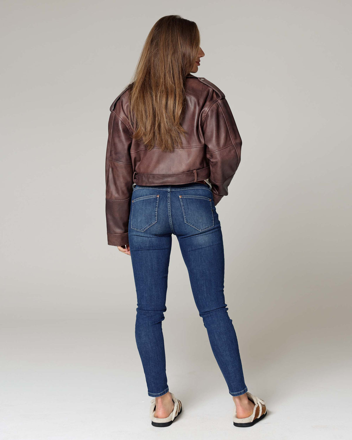 Mid Blue Skinny Jeans, The Sandra, back view