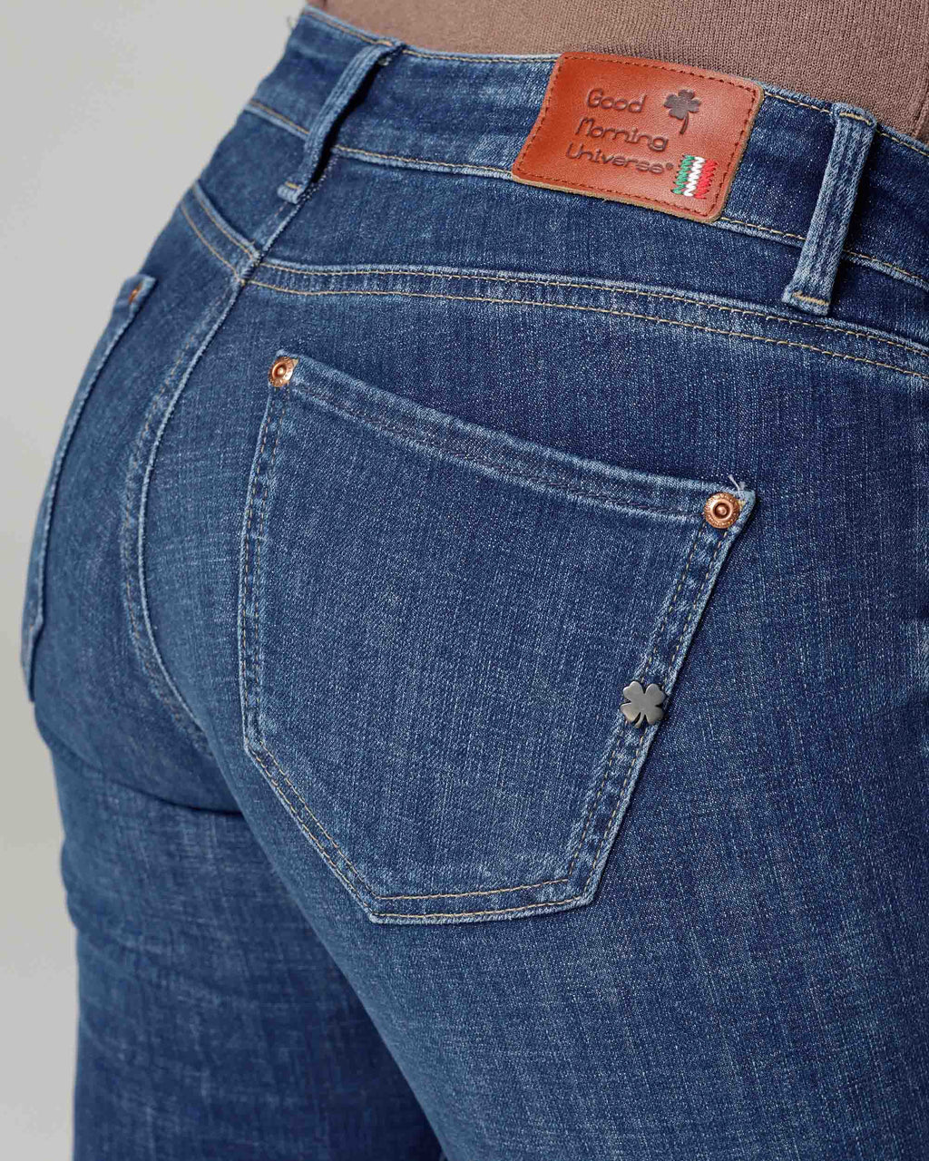 Mid Blue Flared Jeans | The Belly