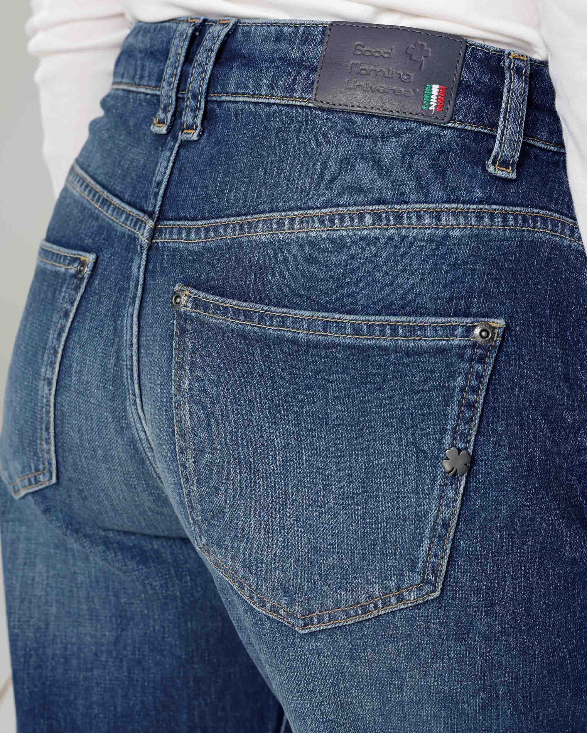 Mid-Blue Half Barrel Jeans | The Lara