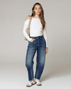 Mid-Blue Half Barrel Jeans | The Lara