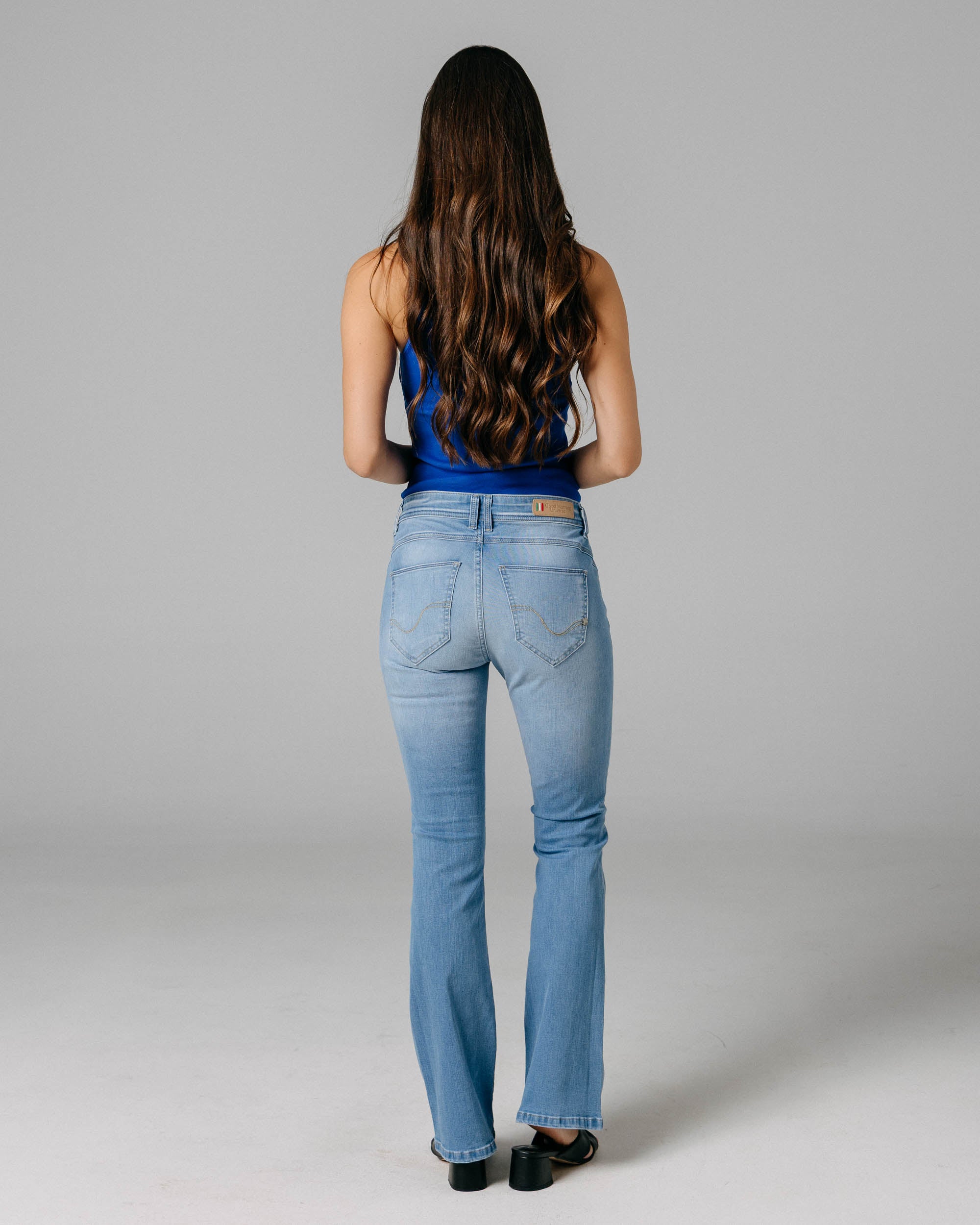 Medium Blue Light Wash Bootcut Jeans | The Belinda