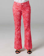 The Dolce | Pink Printed Flare Trousers