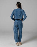 Blue & Gold Textured Denim Jacket | The Margot