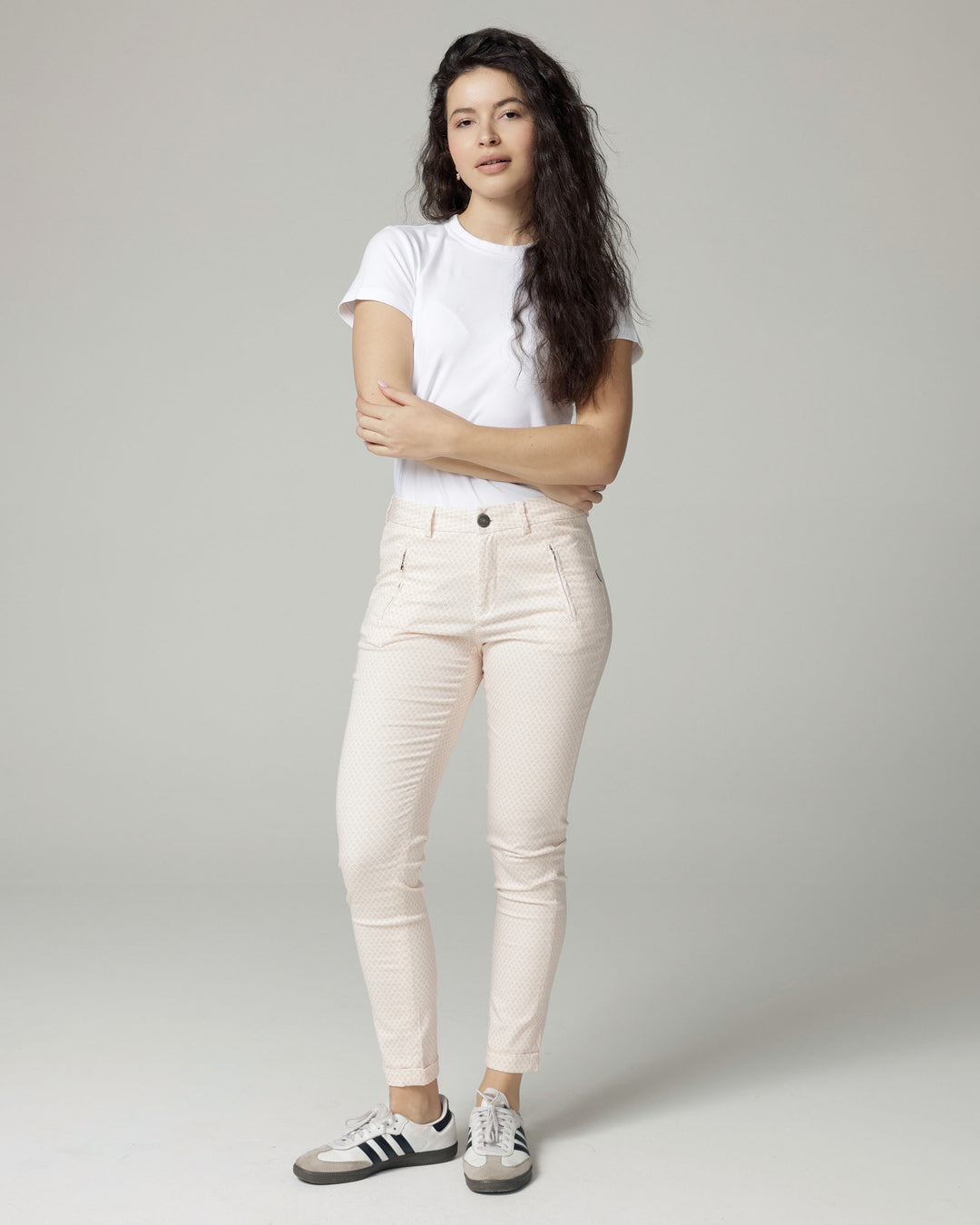 Die Terry, Bedruckte Slim Hose in Elfenbein/Nude