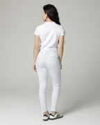 Ivory/Ice Blue Printed Slim Pants | The Terry