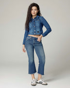 Mid Blue Cropped Denim Jacket | The Elisa