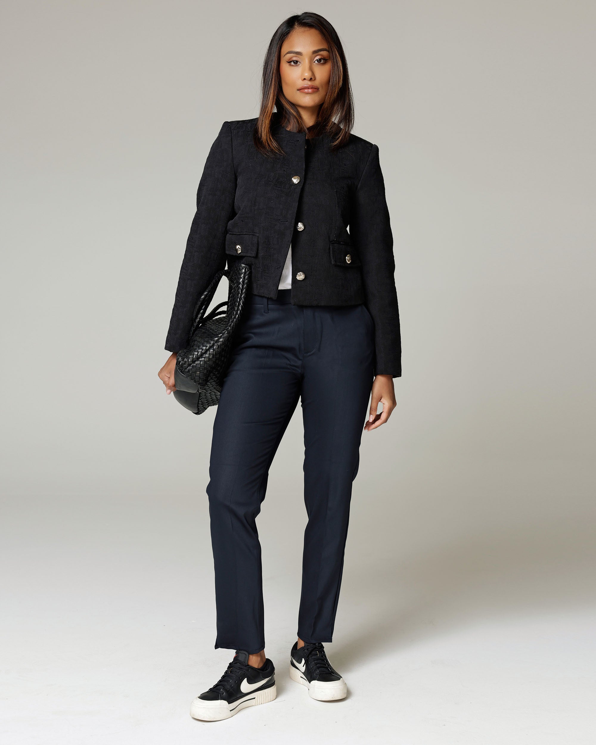 Navy Slim Straight Trousers | The Leana Hauptbild