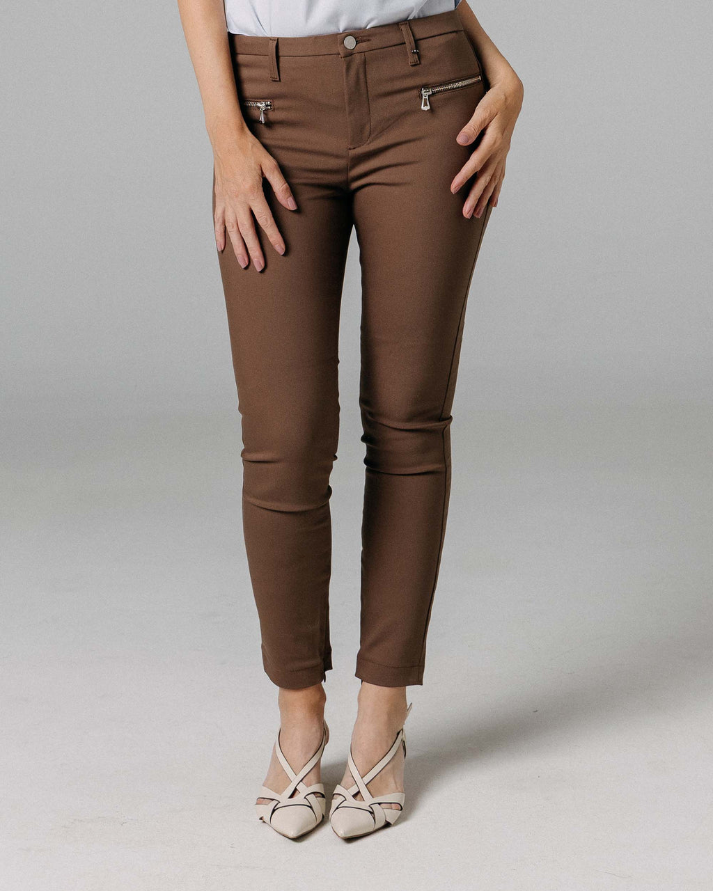 Coffee Skinny Trousers | The Elisa