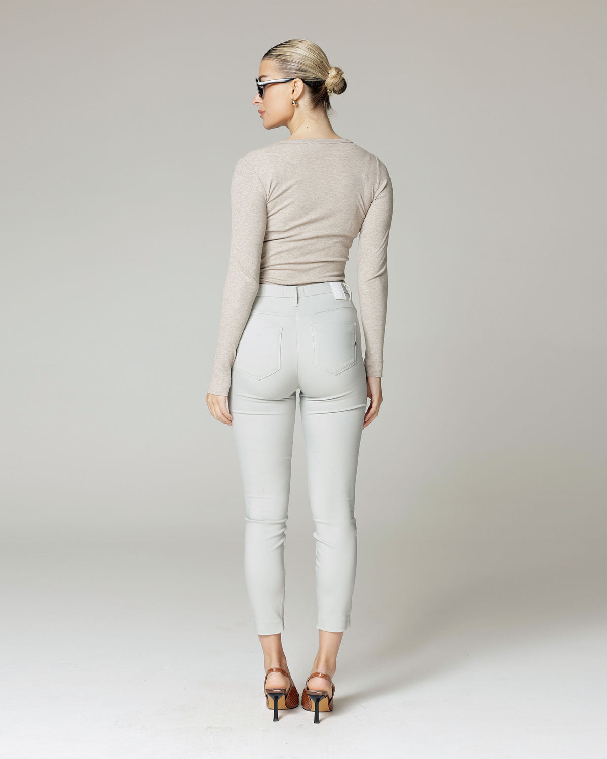 Silver Skinny Trousers, The Elisa, back view