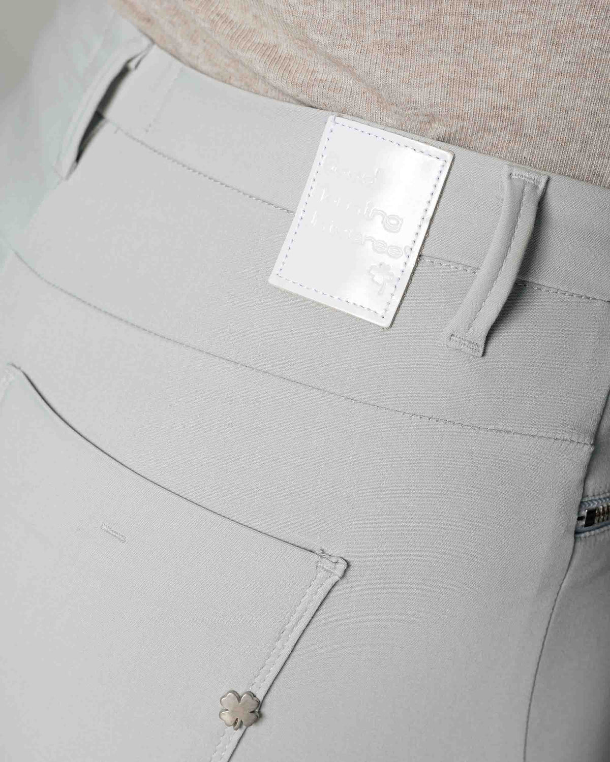Silver Skinny Trousers, The Elisa, close-up detail